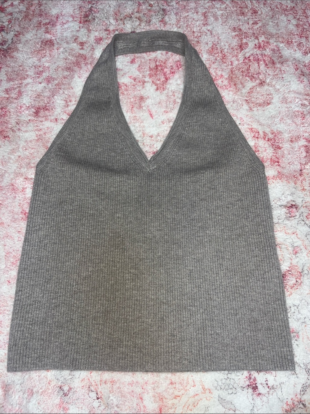 aerie Brown Ribbed Halter Tank Top